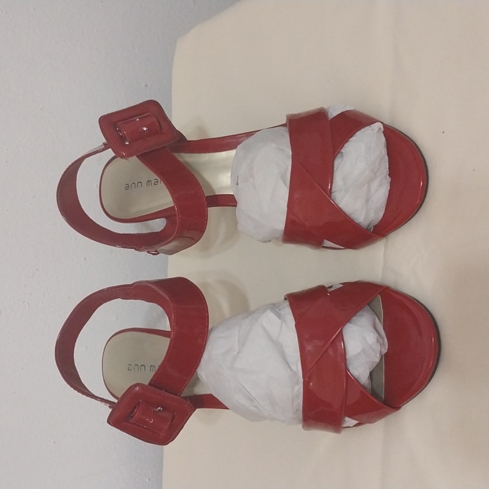 ANN Marino open toe Ankle Strap W/big buckle.Patent Leather. 4"Heels.
